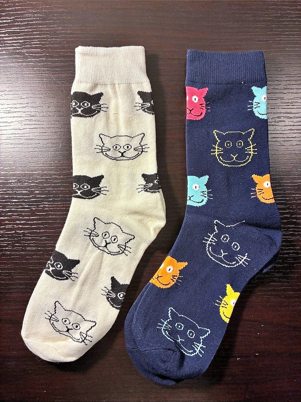 Cat Print Socks 2-Pair Set in Blue & White NWT
